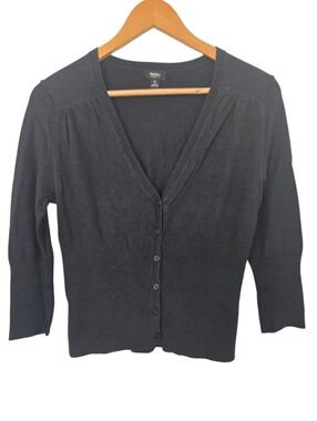 Y2K Mossimo Black Button Front Cardigan Fitted Ribbed Sweater M